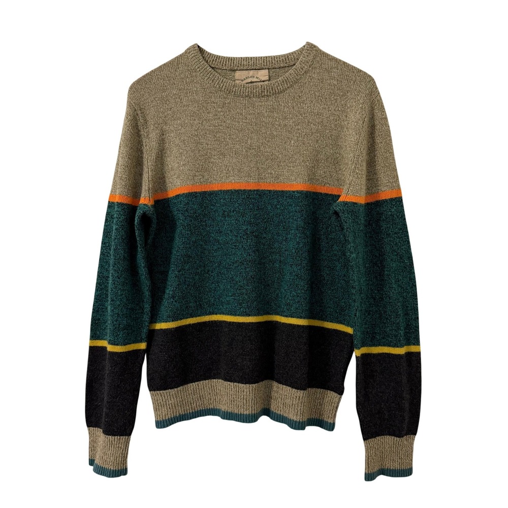 O'Hanlon Mills Mens M Lambswool Blend Colorblock Crew Neck Sweater Gorpcore Cozy